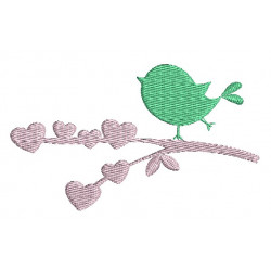 Stickdatei Frühlingsvogel auf Ast